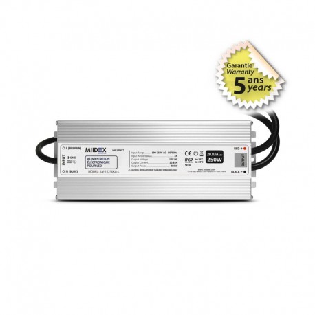 Alimentation LED 12V - 250W DC IP67