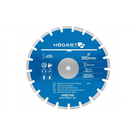 Disque diamanté 350 mm, trou intérieur 25,4 mm